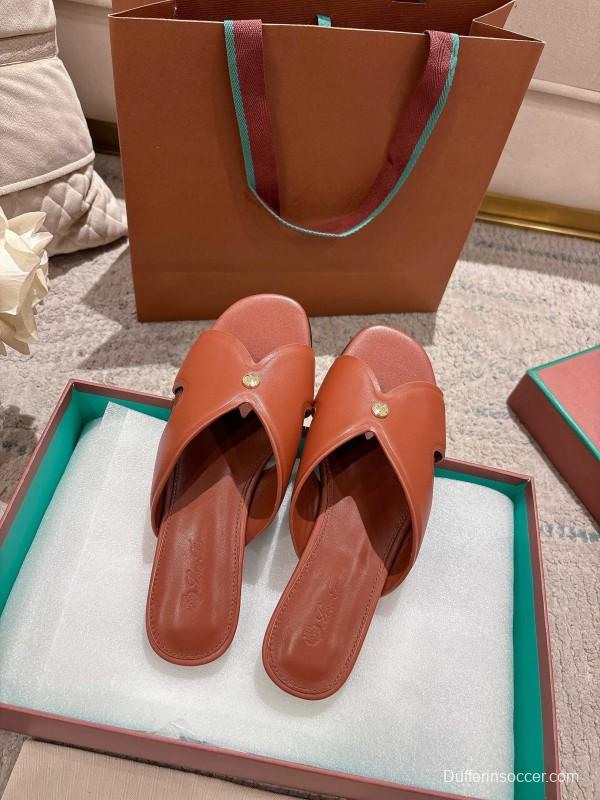 2025 Slippers LP Brown Leather Slippers LY00270