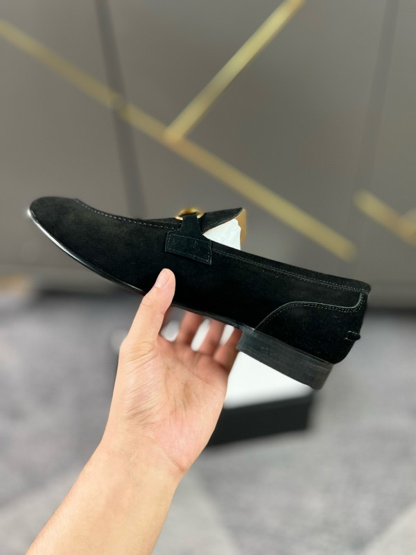 2024 Men Gucci Black Suede Leather Loafers MJ00280