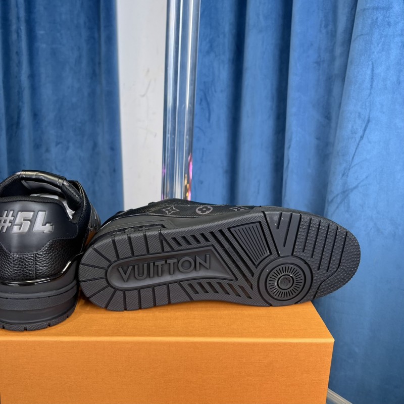 2025 Unisex Louis Vuitton Black Grey Leather Trainer