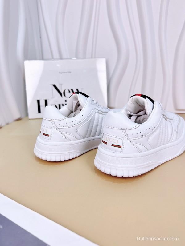 2024 Kids Gucci White Leather Sneakers