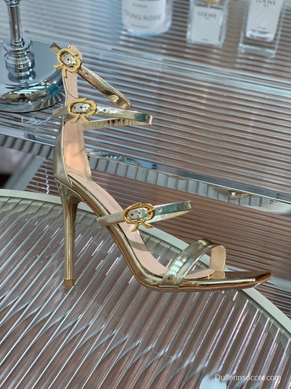 2025 Women Gianvito Rossi Gold Leather High Heel Sandals