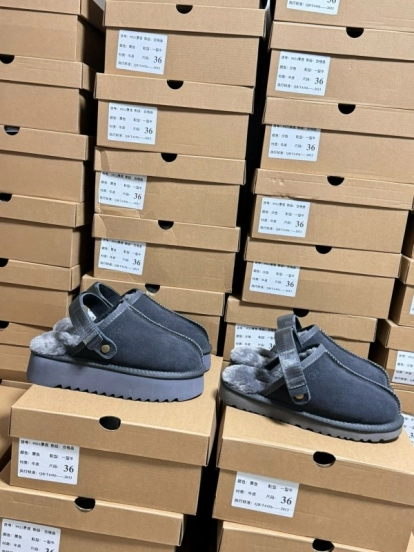 2024 Women UGG Grey Suede Slip-On Slippers MJ00170