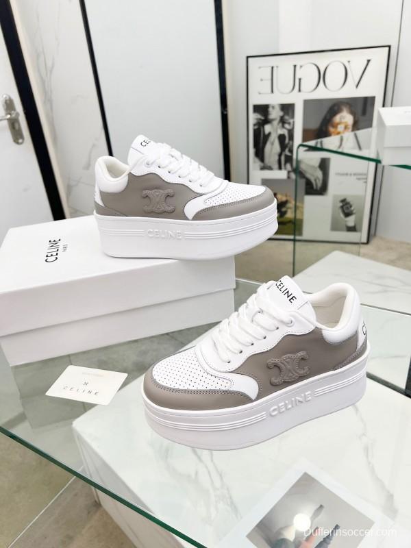 2025 Women CELINE White Grey Leather Sneakers