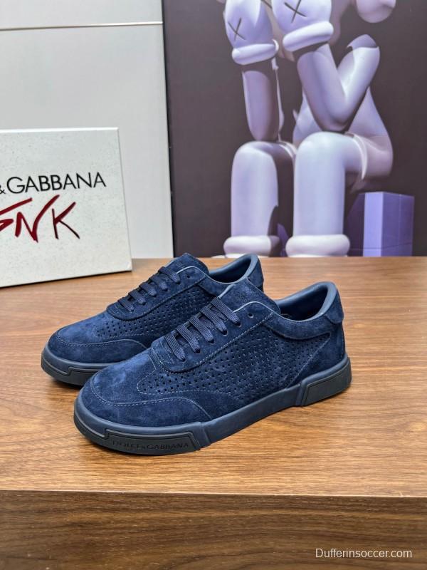 2025 Men Dolce & Gabbana Navy Suede Sneakers LY00280