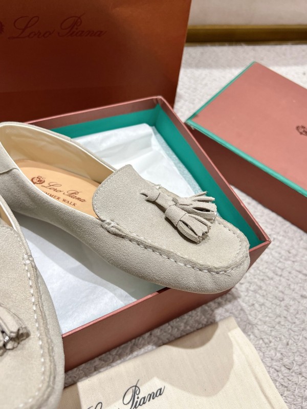 2025 Women Le Parmentier Beige Suede Loafers Tassel LY00291