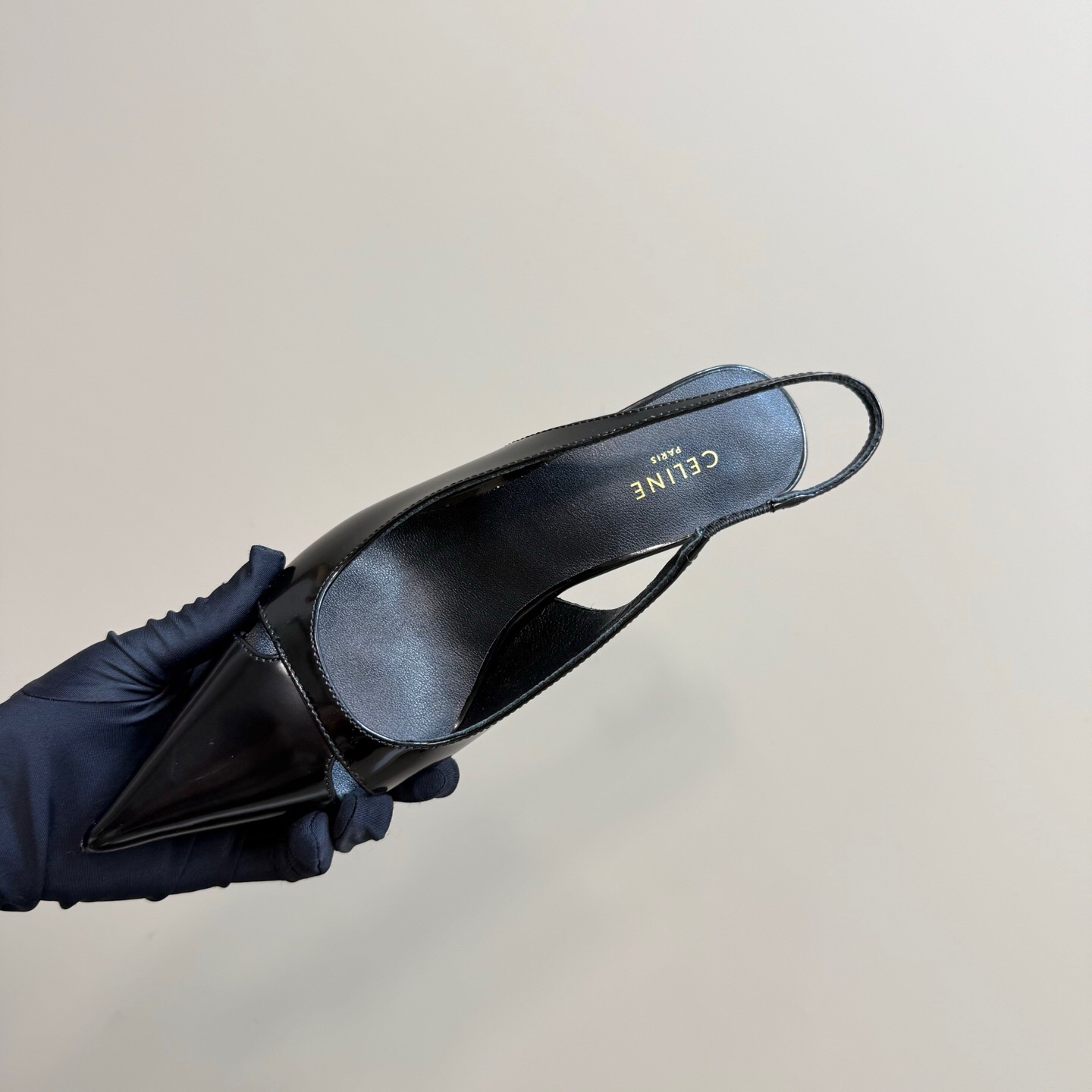 2025 Women CELINE Black Patent Leather Slingback Heels