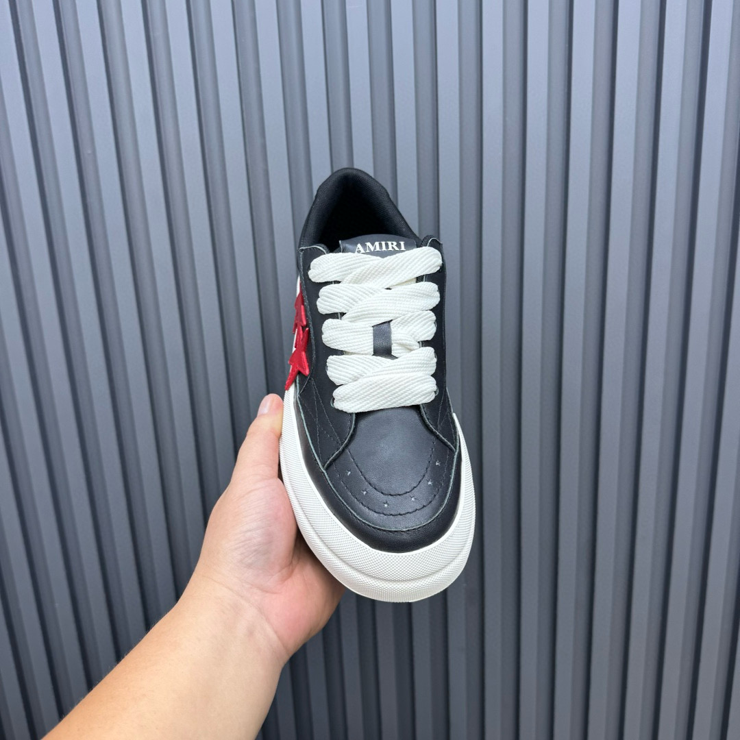 2024 Unisex Amiri Black Red Leather Sneakers MJ00300