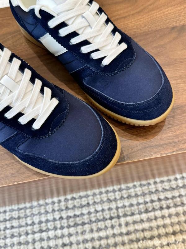 2025 Men TOM FORD Navy White Suede Leather Sneakers LY00360