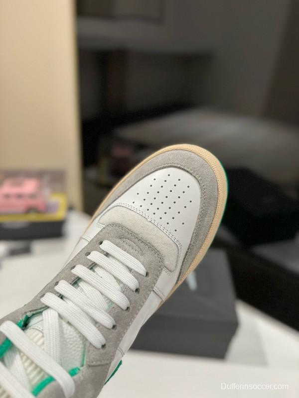 2024 Unisex Yves Saint Laurent White Grey Green Leather Suede Sneakers