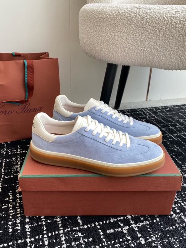 2024 Unisex Loro Piana Light Blue White Custom Leather Sneakers MJ00320