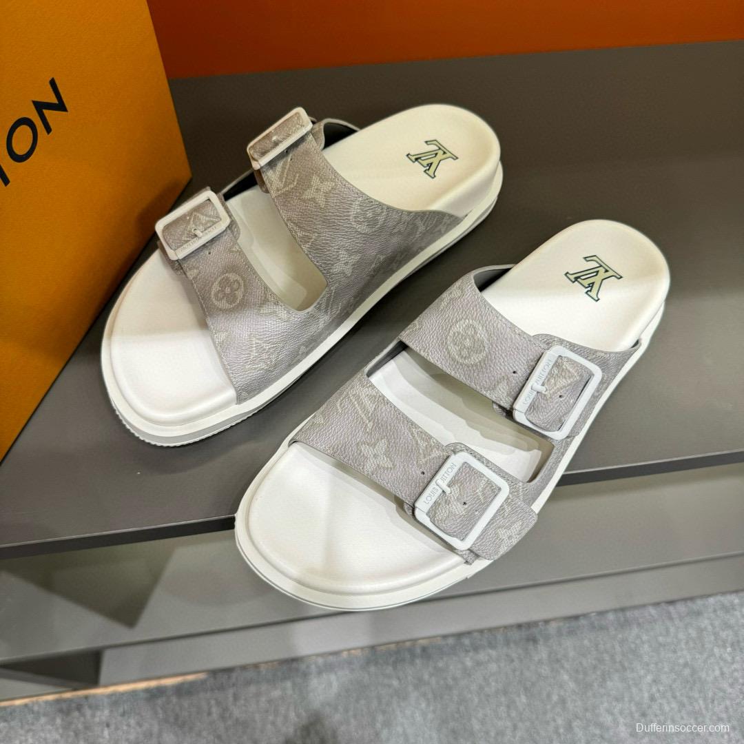 2024 Slippers Louis Vuitton White Canvas Slippers