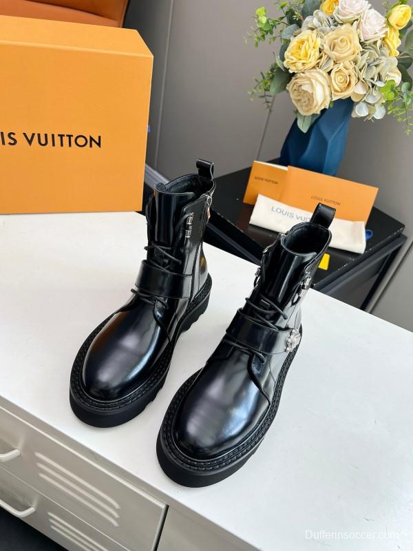 2024 Women Louis Vuitton Black Calfskin Leather Boots MJ00310