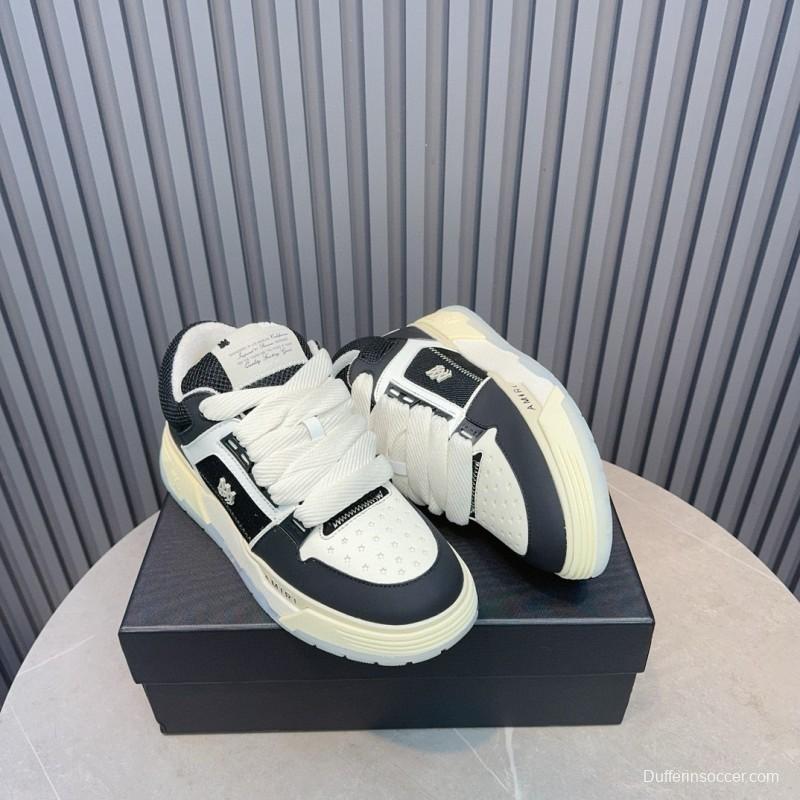 2024 Unisex Amiri Black White Leather Sneakers MJ00360
