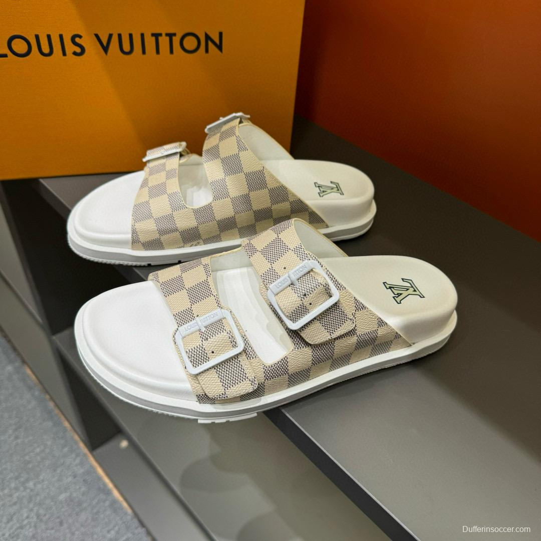 2024 Slippers Louis Vuitton White Beige Canvas Slippers