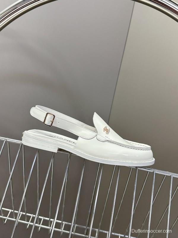 2025 Women Chanel White Leather Loafers