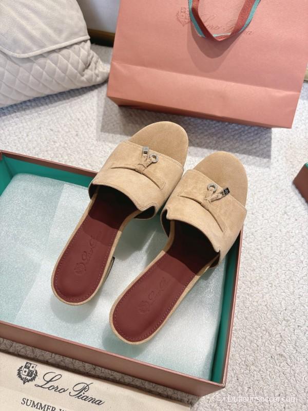 2025 Women LP Beige Suede Heeled Sandals