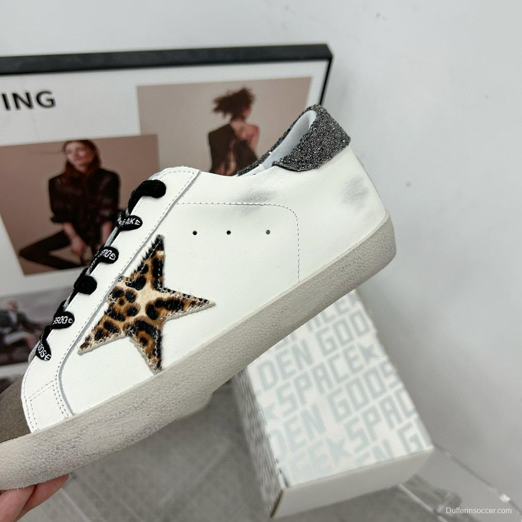 2025 Women GGDB White Leopard Suede Leather Sneakers