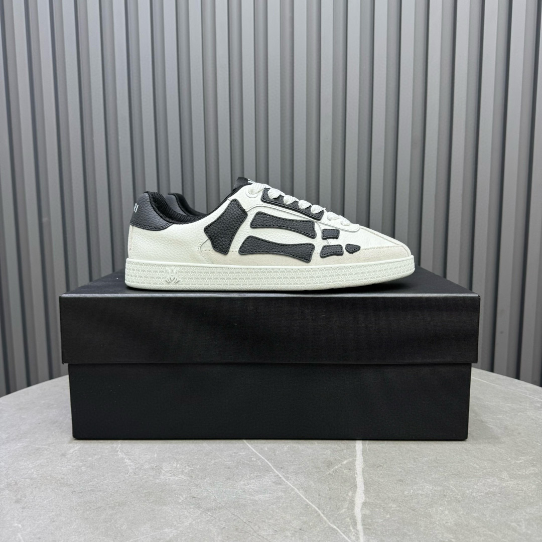 2024 Unisex Amiri White Black Leather Sneakers MJ00300