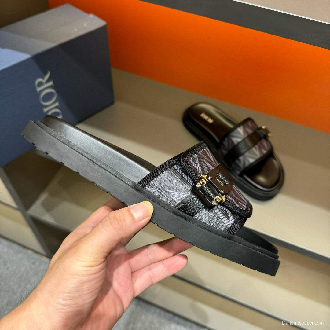 2024 Slippers Dior Black Fabric Leather Slippers