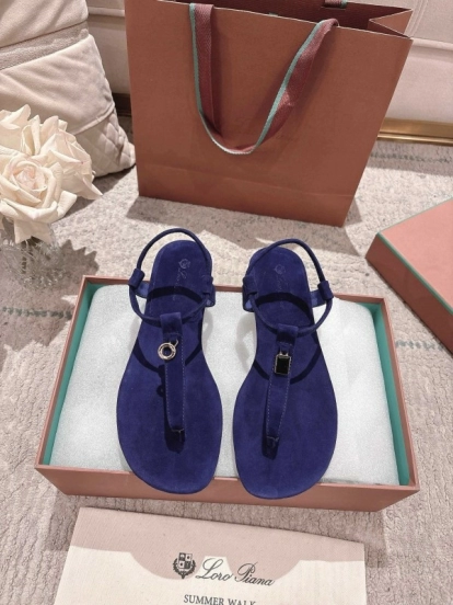 2025 Women LP Blue Suede Sandals