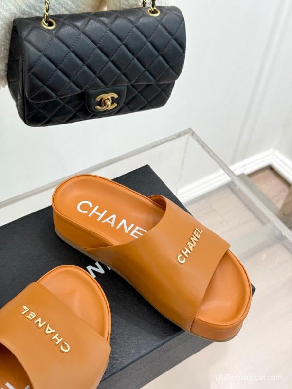 2025 Slippers Chanel Brown Leather Slippers