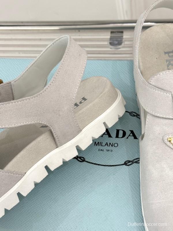 2025 Women Prada Grey Suede Casual Shoes
