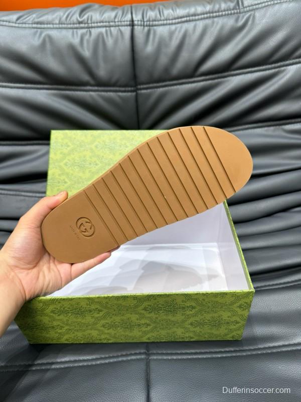 2024 Gucci Brown Leather Slippers MJ00200