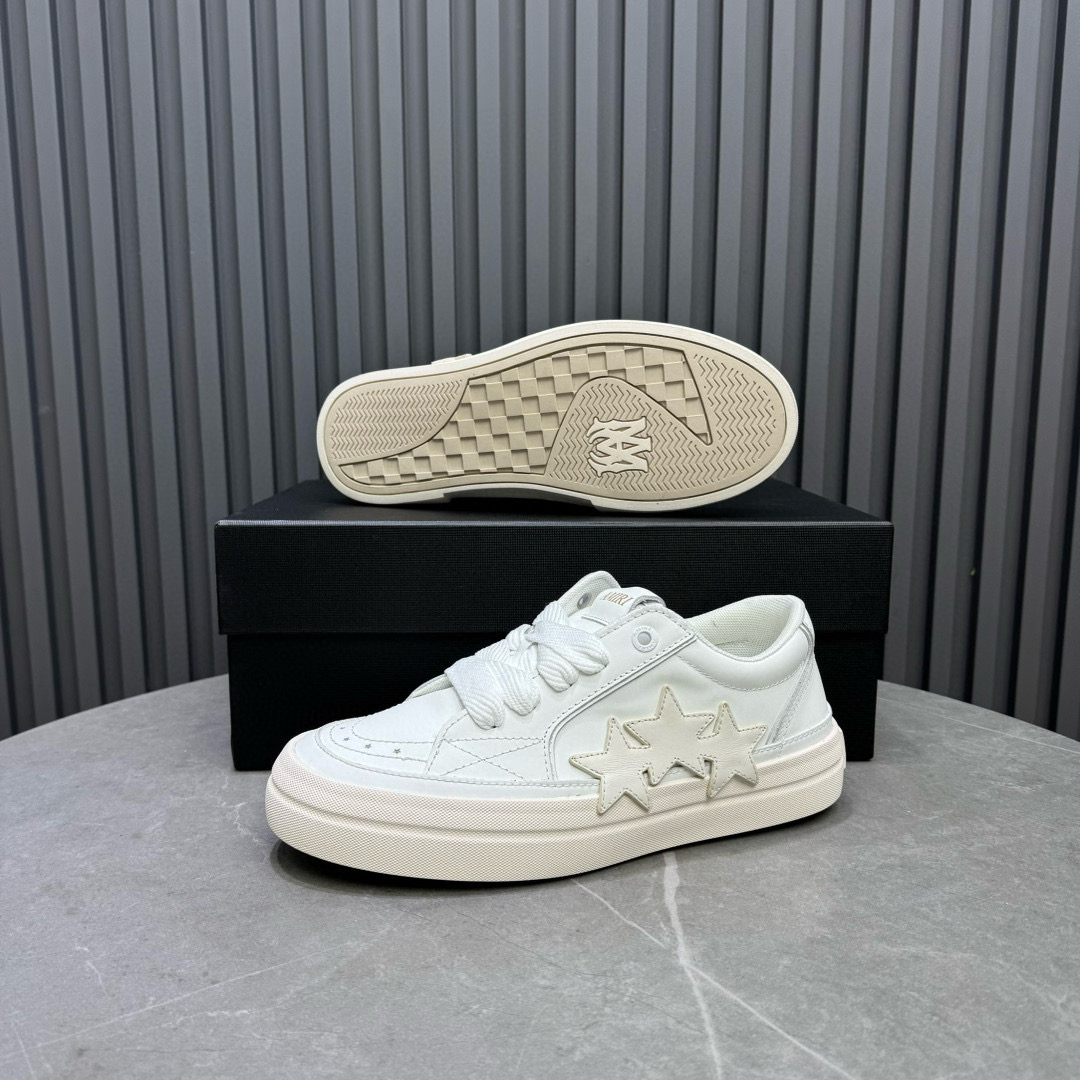 2024 Unisex Amiri White Leather Sneakers MJ00300