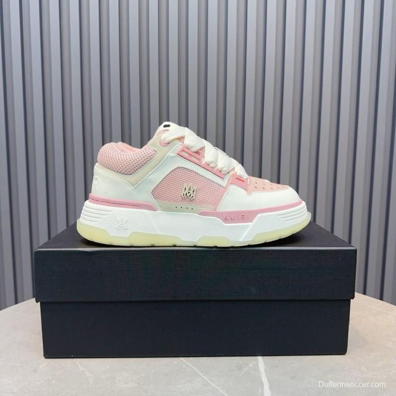 2024 Women Amiri Pink White Leather Mesh Sneakers MJ00360