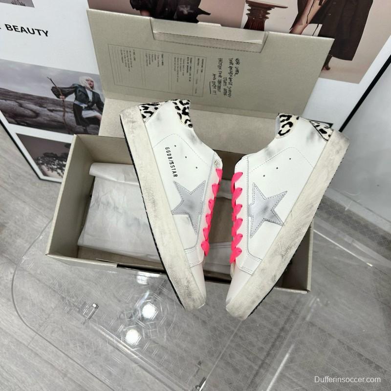 2025 Women GGDB White Pink Leather Sneakers