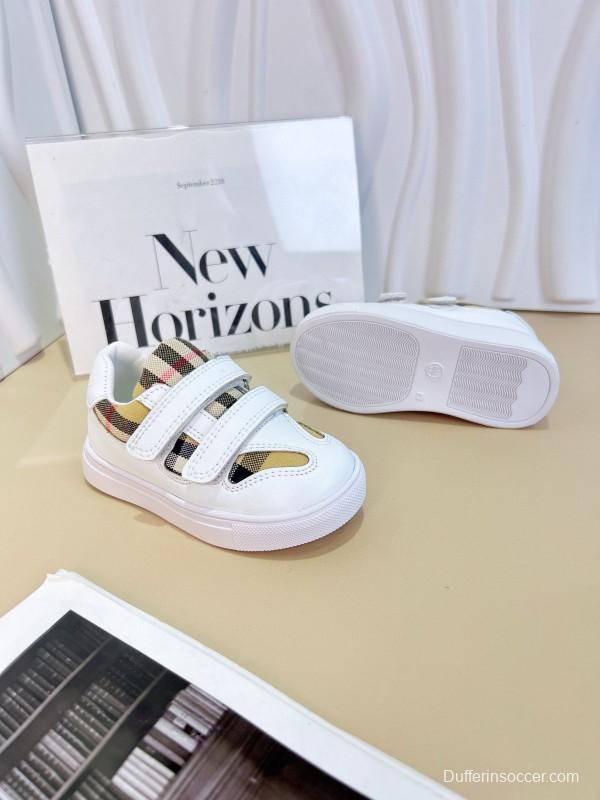 2024 Kids B White Black Canvas Leather Shoes