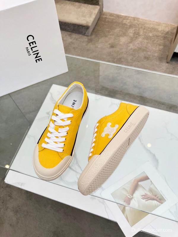 2025 Women Celine Yellow Canvas Sneakers LY00210