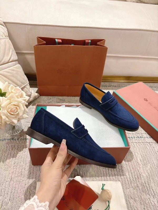 2025 Women LP Navy Suede Loafers LY00320