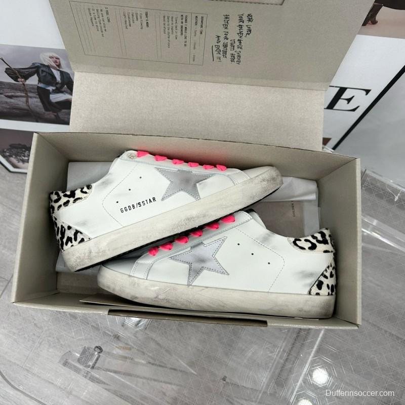 2025 Women GGDB White Pink Leather Sneakers