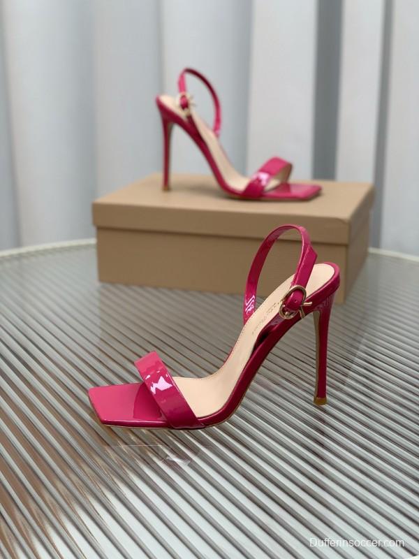 2025 Women Gianvito Rossi Pink Patent Leather High Heel Sandals