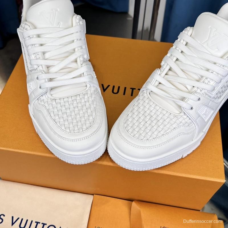 2025 Men Louis Vuitton White Leather Trainer