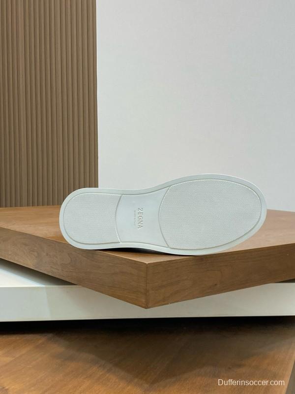 2024 Unisex Ermenegildo Zegna Beige Leather Fabric Sneaker MJ00280