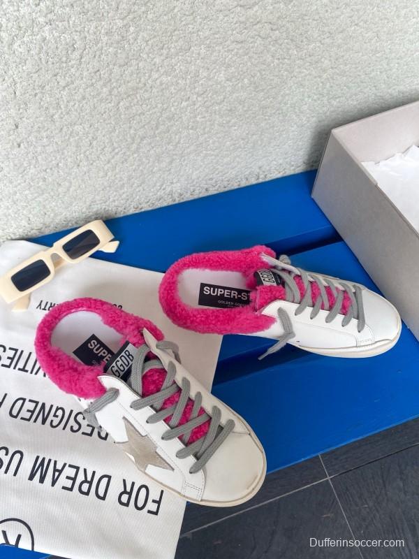 2024 Slippers GGDB White Pink Shearling Slippers MJ00280