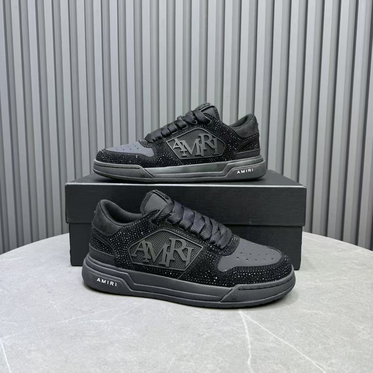 2025 Men Amiri Black Leather Sneakers MJ00360