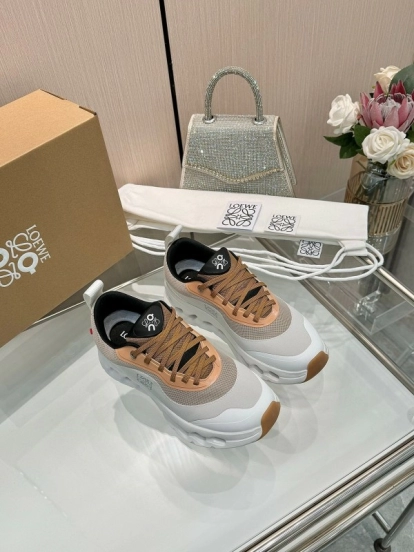 2025 Women Loewe Beige White Mesh Sneakers