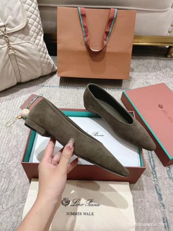 2025 Women LP Brown Suede Ballet Flats