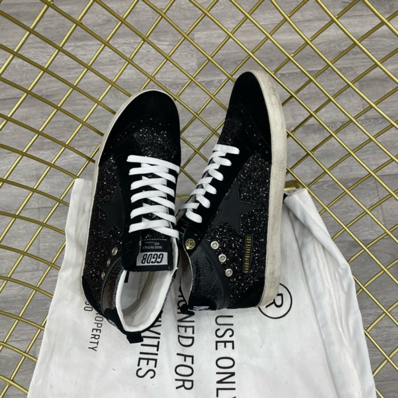2024 Unisex GGDB Black Suede Glitter High Top Sneakers MJ00300