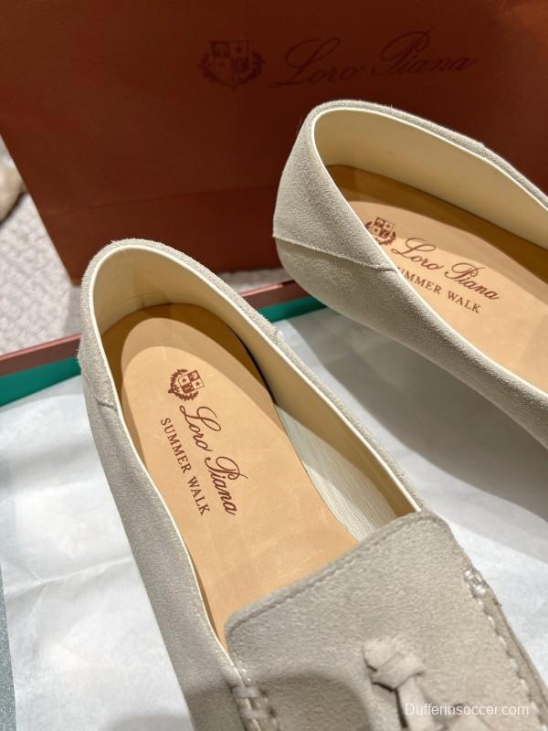 2025 Women Le Parmentier Beige Suede Loafers Tassel LY00291