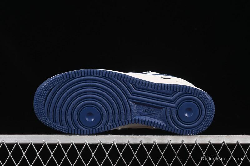 Nike Air Force 1 '07 Low Dior Collaboration Blue Four Small Silver Swoosh Casual Sneakers - XS2869-001