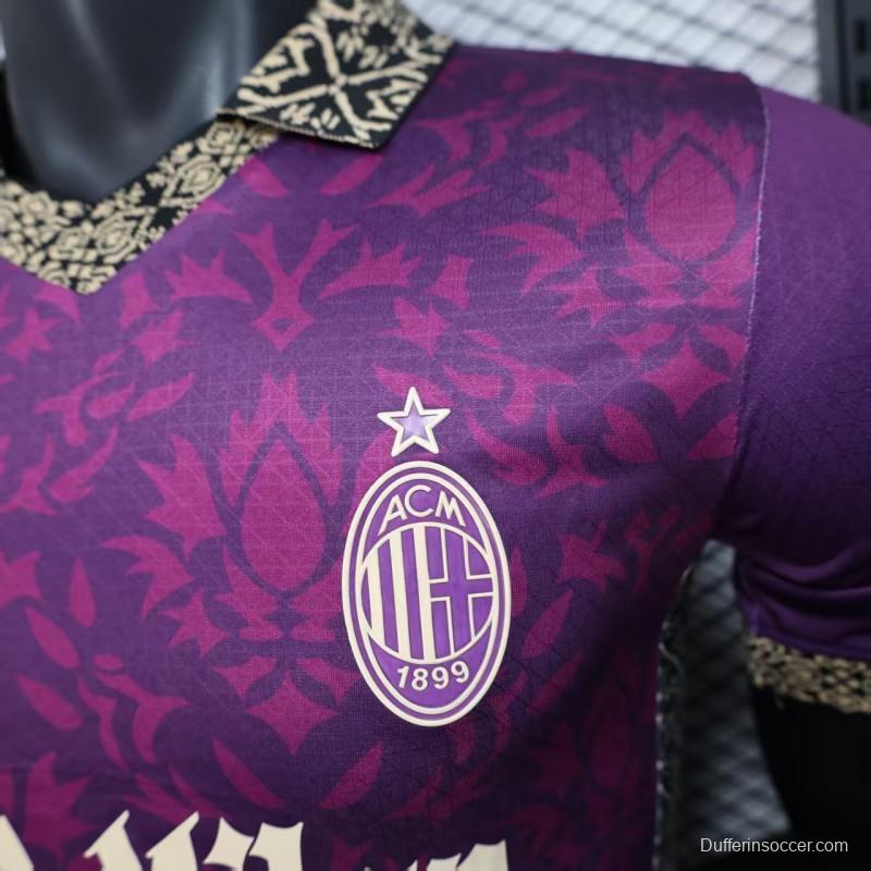 Player Version 25/26 AC Milan Redesigned Away Purple with Geometric Pattern Jersey