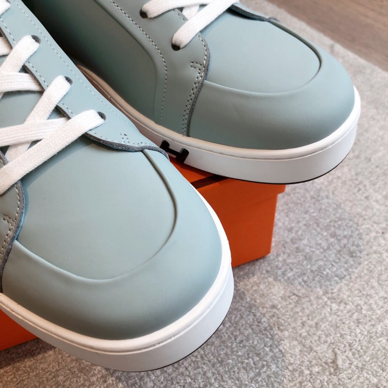 2025 Men Hermes Gray Leather Sneakers Casual AS00380