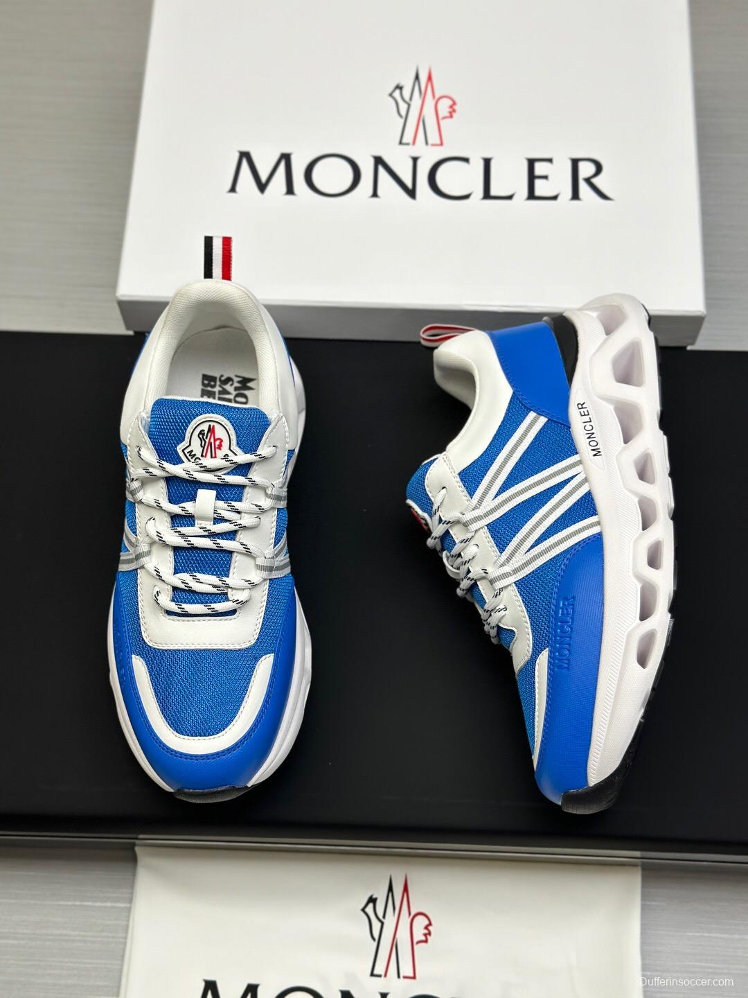 2025 Unisex Moncler Blue White Nylon Mesh Trailgrip GTX Outdoor Sneakers AS00390