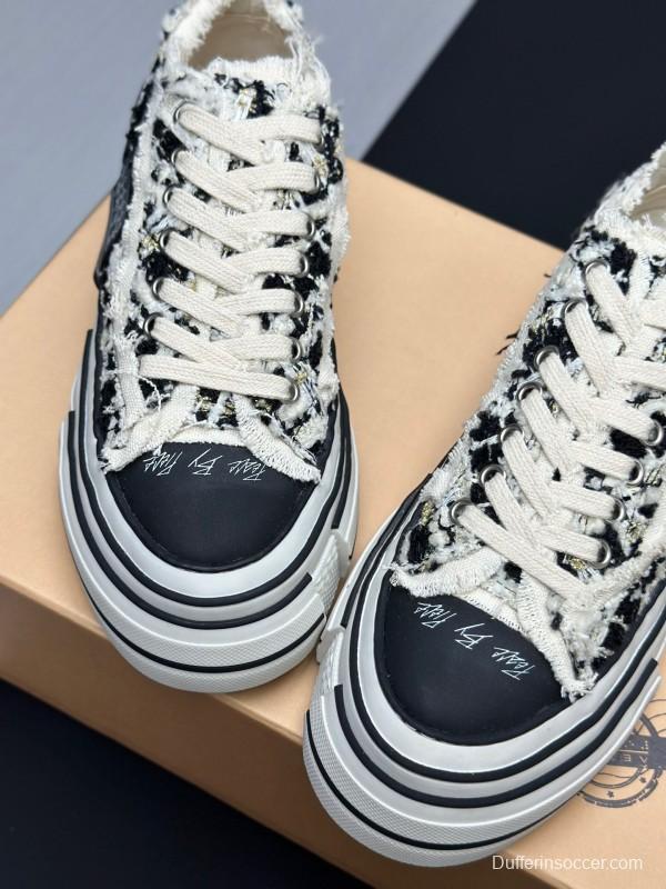 2025 Unisex XVESSEL Black White Canvas Plimsolls Hand-painted AS00260