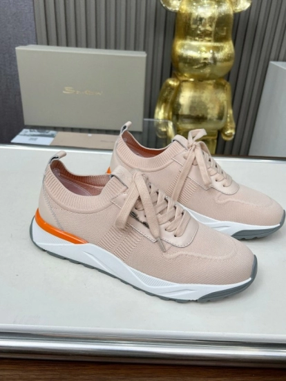 2025 Unisex Santoni Beige Wool Blend Knit Sneakers AS00320