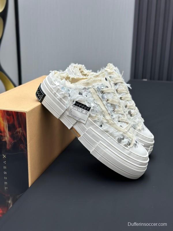 2025 Unisex XVESSEL White Canvas Plimsolls Vulcanized AS00260